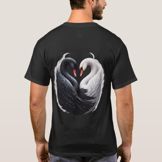 Elegante zwanen die samen een hart vormen. t-shirt (Achterkant)