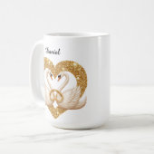 Elegante zwanen met gouden ringen koffiemok (Voorkant links)