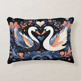 Elegante zwanen met sierlijke bloempatronen accent kussen