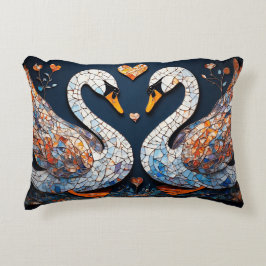 Elegante zwanen met sierlijke bloempatronen accent kussen