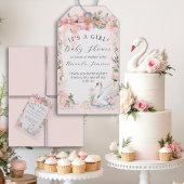 Elegante Zwanen Roze Lint Bloemen Baby Meisje Douc Cadeaulabel