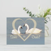 Elegante zwanen Save the Date aankondiging (Staand voorkant)