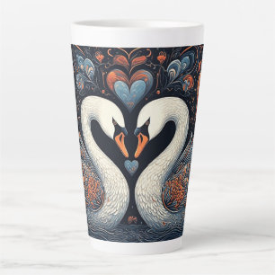 Elegante zwanen van  bloempatronen latte mok