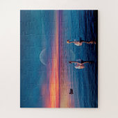 Elegante zwanen water zonsondergang legpuzzel (Verticaal)