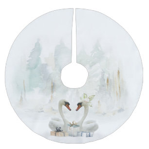 Elegante Zwanen Watercolor Boomrok Kerstboom Rok