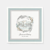 Elegante Zwanen Waterverf Bloemen Bruiloft Servet (Voorkant)