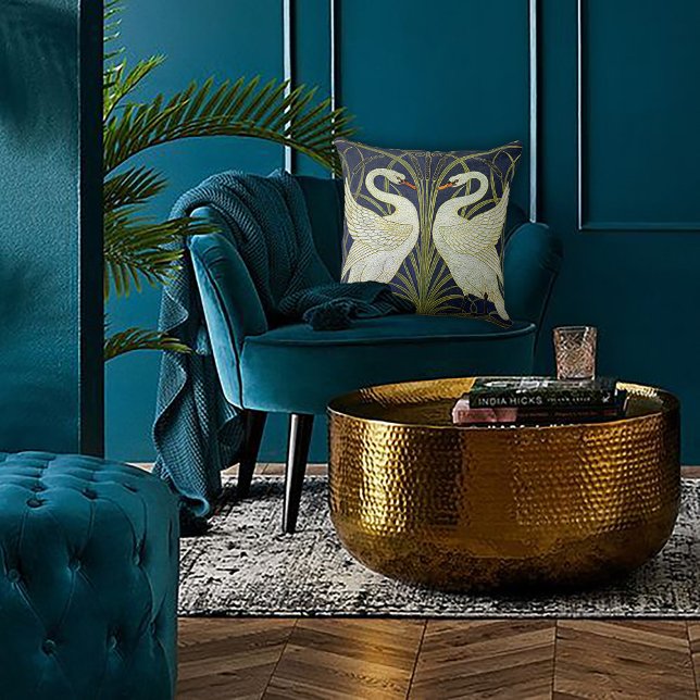 Elegante Zwanendans Art Nouveau Kussen (Creator heeft geüpload)