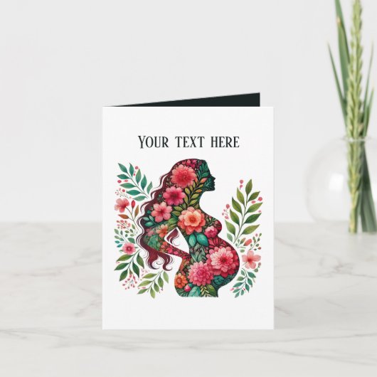 Elegante zwangere moeder tekst voor elk doel kaart (Voorkant)