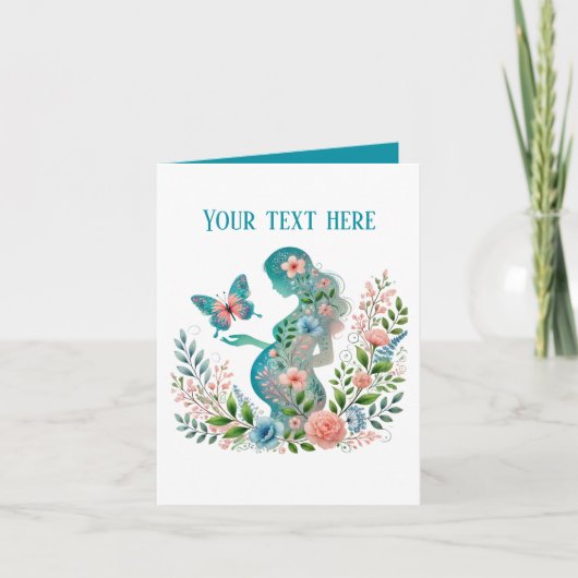 Elegante zwangere moeder tekst voor elk doel kaart (Voorkant)