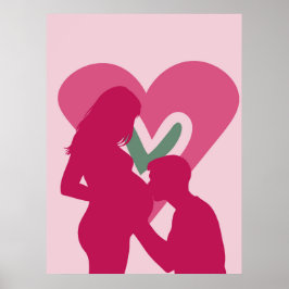 Elegante Zwangere Vrouw Silhouet Kinderkamer Muur  Poster