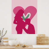 Elegante zwangere vrouw silhouet kinderkamer muurk poster (Keuken)