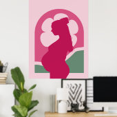 Elegante zwangere vrouw silhouet kinderkamer muurk poster (Thuiskantoor)