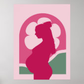 Elegante zwangere vrouw silhouet kinderkamer muurk poster (Voorkant)