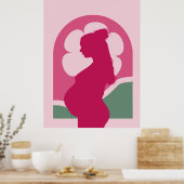 Elegante zwangere vrouw silhouet kinderkamer muurk poster (Keuken)