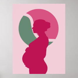 Elegante zwangere vrouw silhouet kinderkamer wandd poster