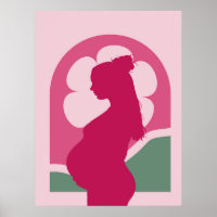 Elegante zwangere vrouw silhouet kinderkamer wandd