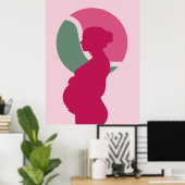 Elegante zwangere vrouw silhouet kwekerij muur kun poster (Thuiskantoor)