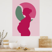 Elegante zwangere vrouw silhouet kwekerij muur kun poster (Keuken)