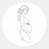 Elegante zwangerschapslijn kunst minimalistische S Ronde Sticker (Voorkant)