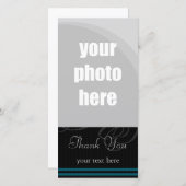 Elegante Zwart/Blauw "Dank je wel" Bedankkaart (Voorkant / Achterkant)