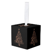 Elegante zwart bruine koperen kerstboom kubus ornament (Voorkant hoekig)