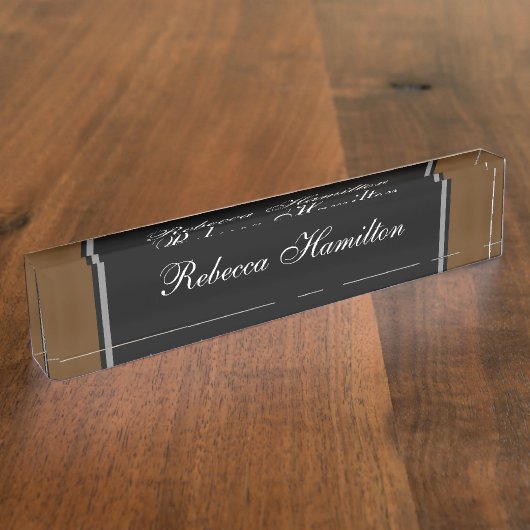 Elegante zwart-bruine naamplaat voor uw Kantoor Naambordje (Zijkant)