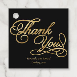 Elegante zwart en faux goud kalligrafie Dank u Bedankjes Labels