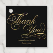Elegante zwart en faux goud kalligrafie Dank u Bedankjes Labels (Voorkant)