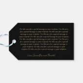 Elegante zwart en faux goud kalligrafie Dank u Cadeaulabel (Achterkant Horizontaal)