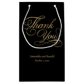Elegante zwart en faux goud kalligrafie Dank u Klein Cadeauzakje (Achterkant)
