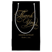 Elegante zwart en faux goud kalligrafie Dank u Klein Cadeauzakje (Voorkant)