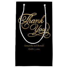 Elegante zwart en faux goud kalligrafie Dank u Klein Cadeauzakje