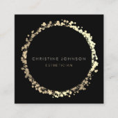 elegante zwart en FAUX gouden folie Vierkante Visitekaartje (Voorkant)