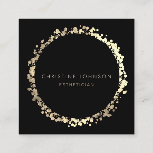 elegante zwart en FAUX gouden folie Vierkante Visitekaartje (Voorkant)