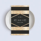 Elegante zwart en faux gouden pailletten gestreept visitekaartje