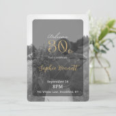 Elegante zwart en goud 30e verjaardag uitnodiging (Staand voorkant)