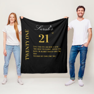 Elegante zwart en goud 60 21e verjaardag wensen fleece deken