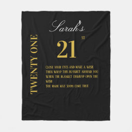 Elegante zwart en goud 60 21e verjaardag wensen fleece deken