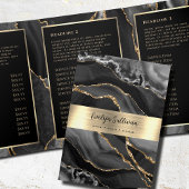 Elegante zwart en goud agaat drievoudige brochure drieluik kaart