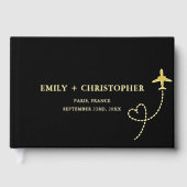 Elegante zwart en goud bestemming bruiloft gastenboek (Voorkant)