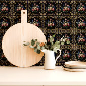 Elegante zwart en goud bloemenbarok tegeltje