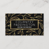 Elegante zwart en goud bloemenmoderne stijlvolle Q Visitekaartje (Voorkant)