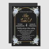 Elegante zwart en goud bruiloft magneet gunsten (Voorkant / Achterkant)