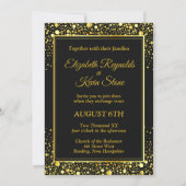 Elegante zwart en goud bruiloft uitnodiging (Voorkant)