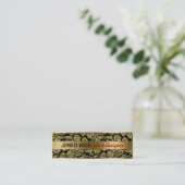 Elegante zwart en goud damast en strepen 2 mini visitekaartje (Staand voorkant)