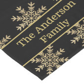Elegante Zwart en Goud Familienaam Kerstmis Korte Tafelloper (Hoek)