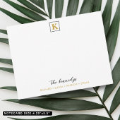 Elegante zwart en goud familienaam Monogram Notitiekaartje