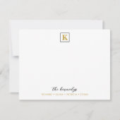 Elegante zwart en goud familienaam Monogram Notitiekaartje (Voorkant)