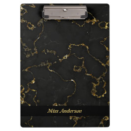 Elegante zwart en goud gemarmerde op maat gemaakte klembord