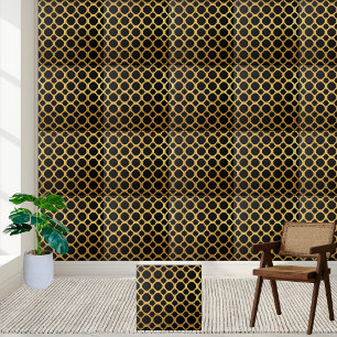 Elegante zwart en goud geometrische patroon Tegel Tegeltje